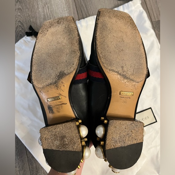 Gucci Leather Mid-heel Loafer (w Pearl Detailing) - Picture 5 of 8